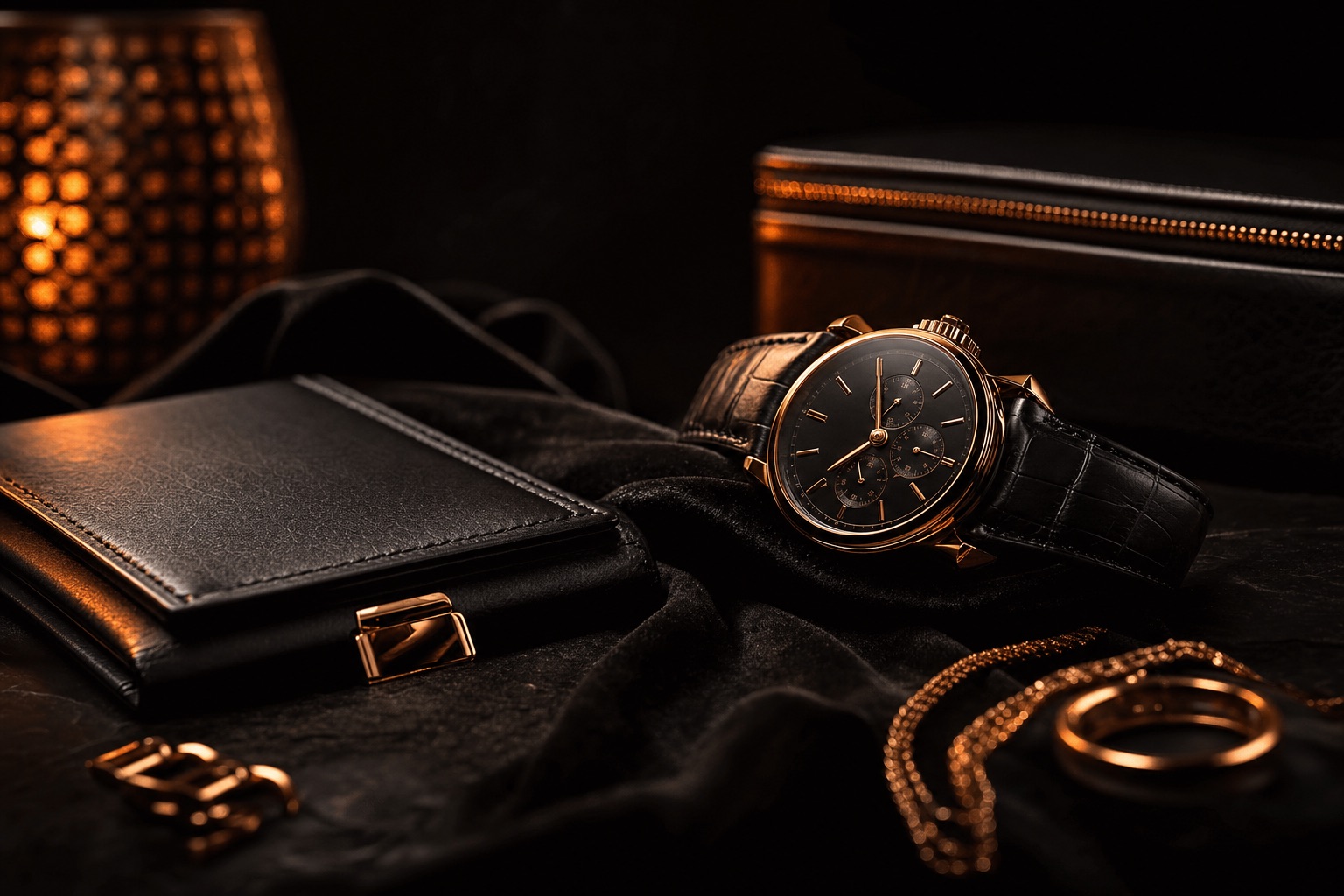 Luxury & Premium products — dark editorial still life